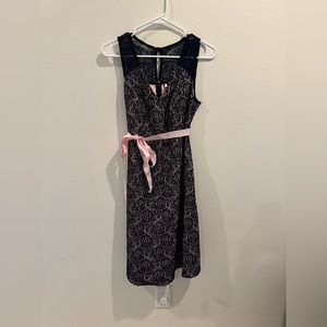 Motherhood Maternity navy lace with pink lining and bow. EUC